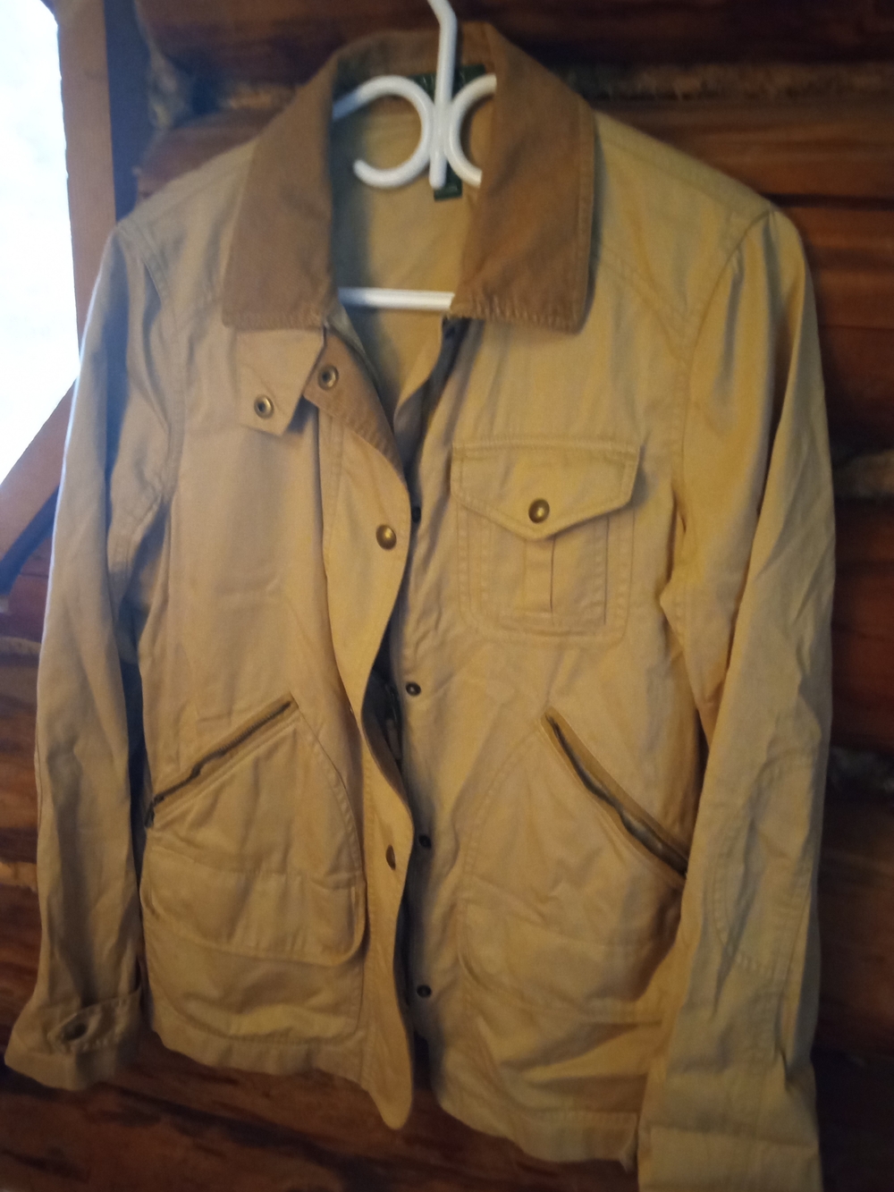Ralph Lauren Y2K Tan Khaki Field Coat with Corduroy Collar